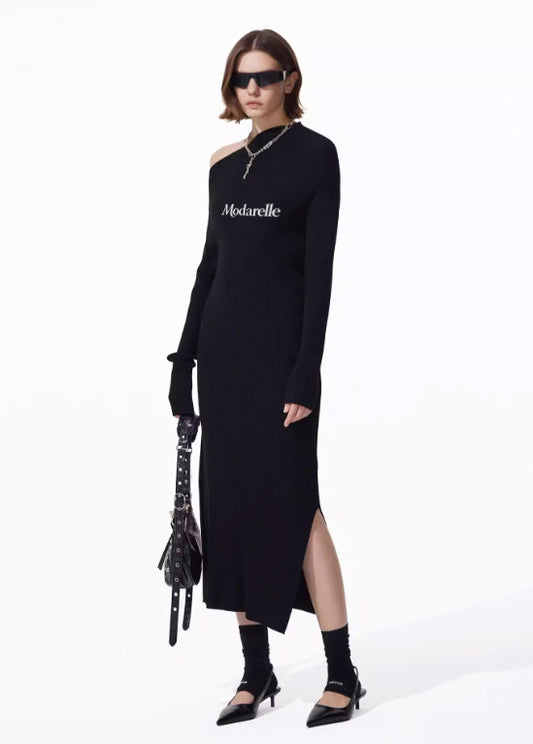 Aurora Wool Sculpt Asymmetric Dress