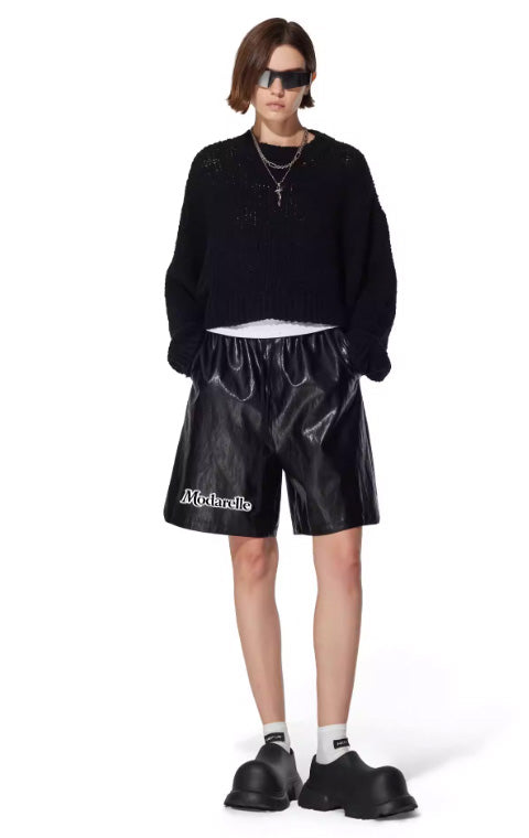 Midnight Ease PU Leisure Shorts