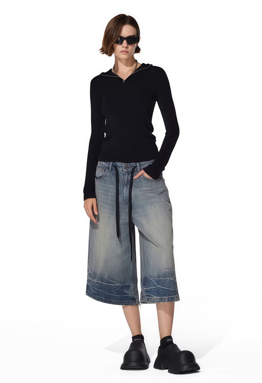 Retro Fade Cropped Denim Pants