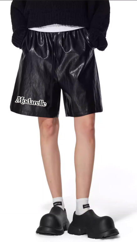 Midnight Ease PU Leisure Shorts